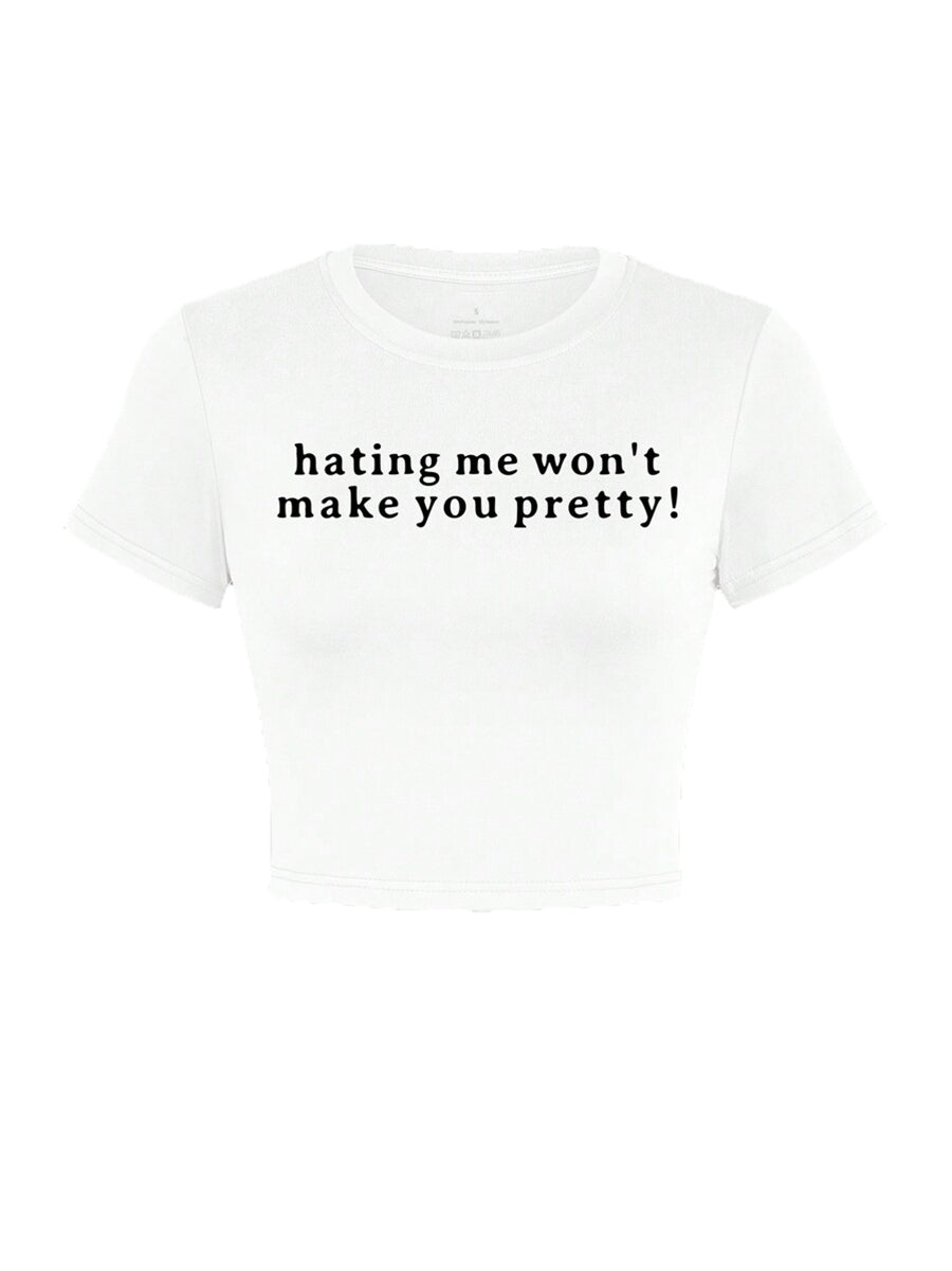 Y2K Letter Print Crop Top Tee