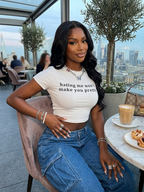 Y2K Letter Print Crop Top Tee
