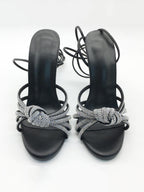 Sandalias de tacón alto con tira y adornos de diamantes de imitación 