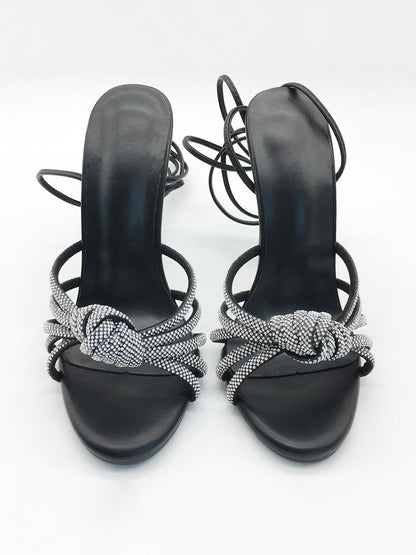 Rhinestone Embellishments Strap High Heel Sandal