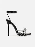 Sandalias de tacón alto con tira y adornos de diamantes de imitación 