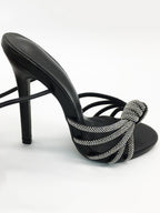 Sandalias de tacón alto con tira y adornos de diamantes de imitación 