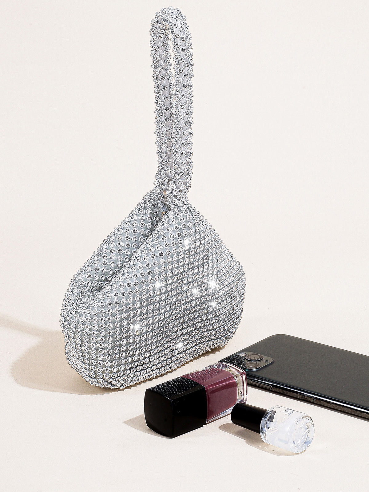 Clutch de noche con triángulo de diamantes de imitación 