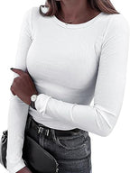 Ribbed Long Sleeve Crew Neck T Shirt