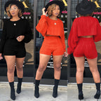 Knit Crop Top Short Pants Set