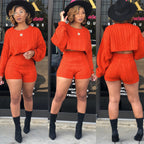 Knit Crop Top Short Pants Set