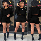 Knit Crop Top Short Pants Set