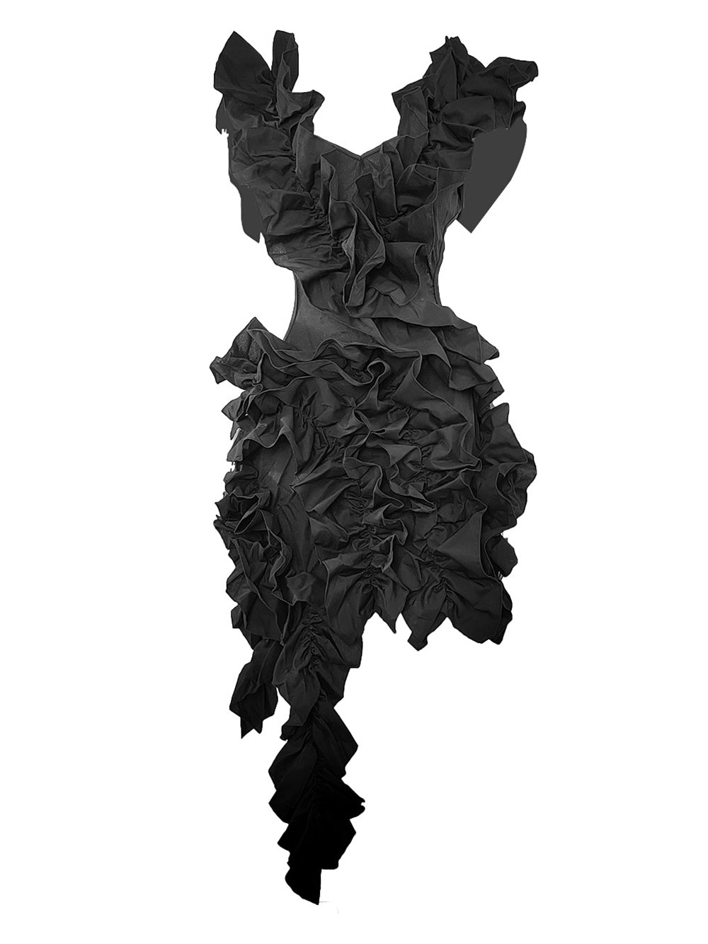 Sleeveless Crimping Backless Asymmetrical Mini Dress