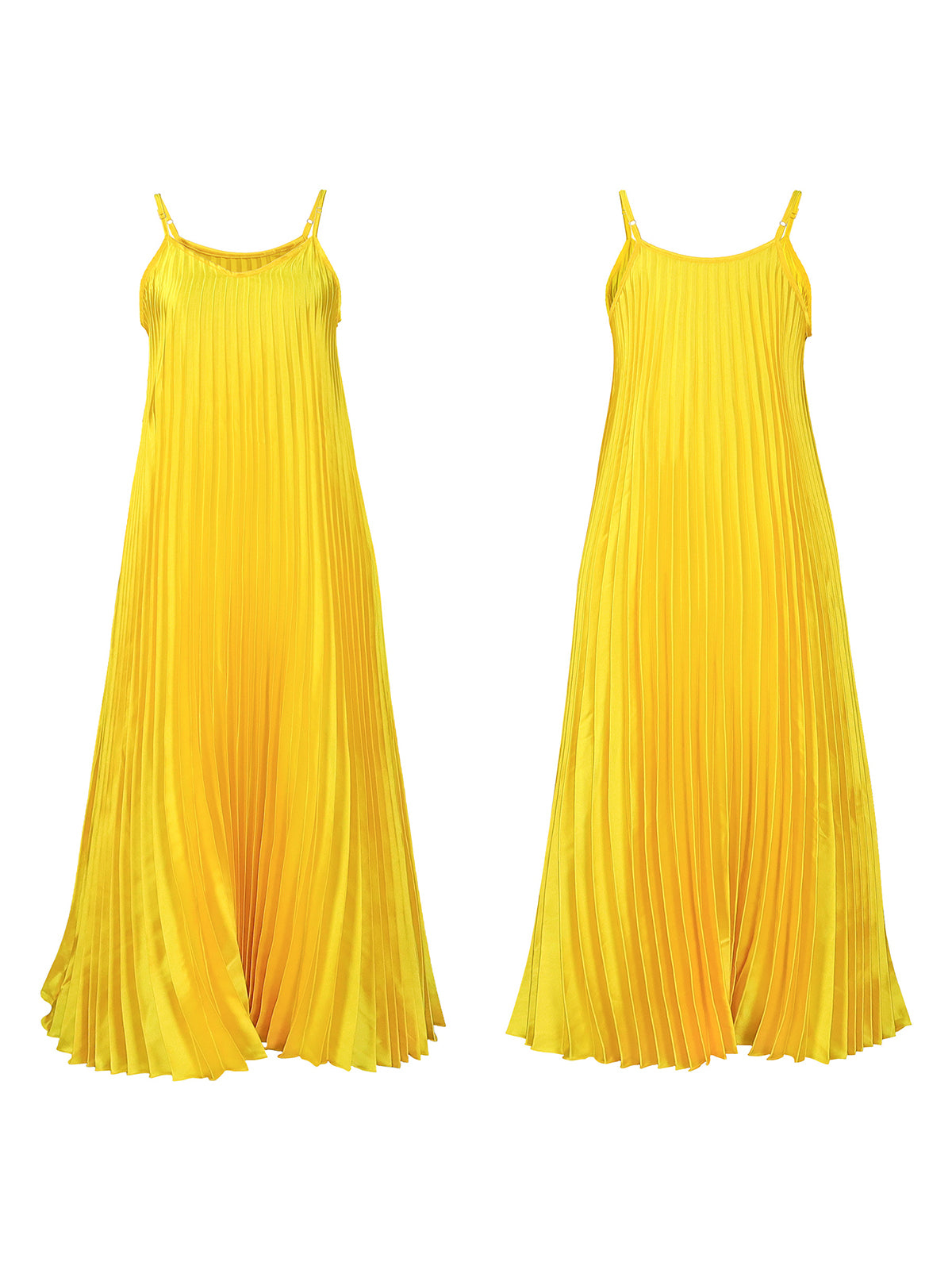 Solid Color Loose Strap Beach Pleated Dress