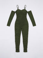 Strapless Ruched Long Sleeve Jumpsuit