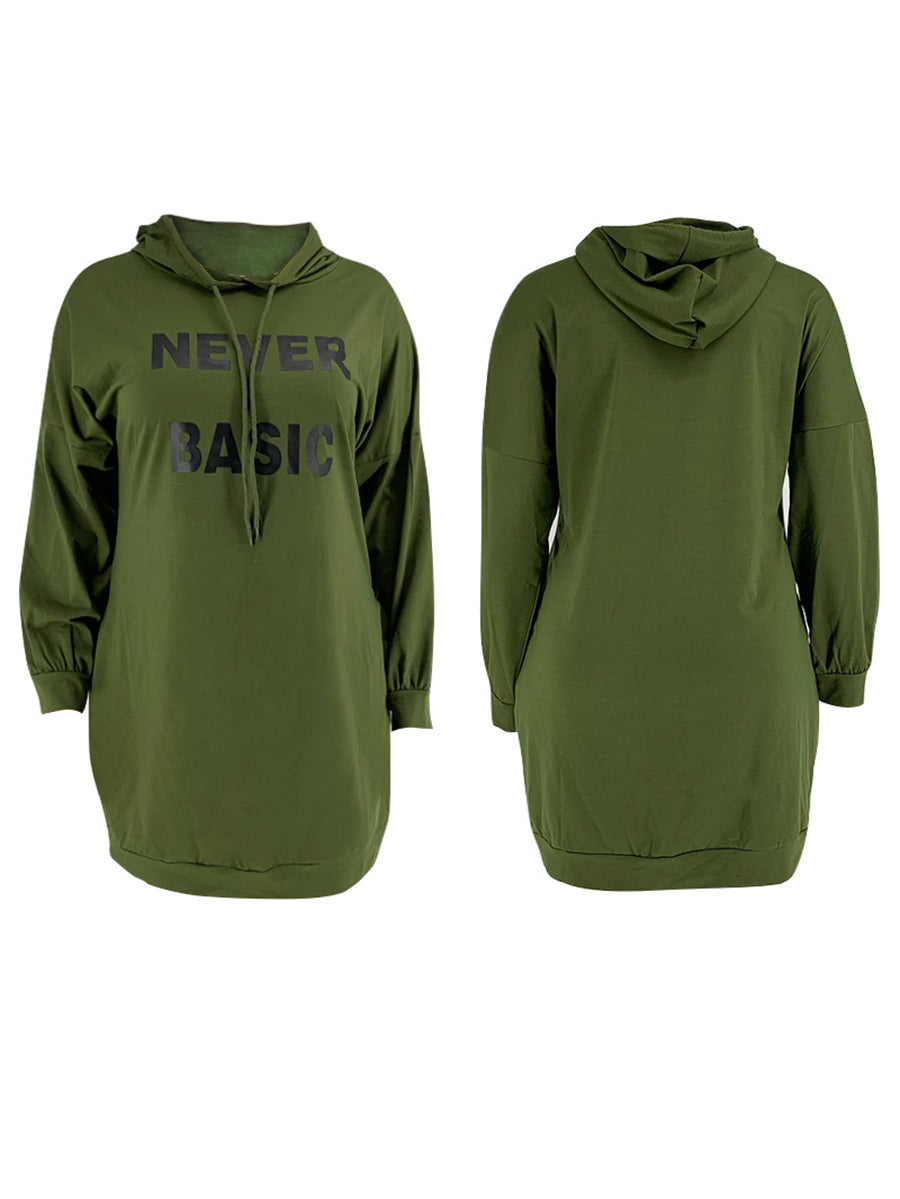 Vestido estilo sudadera con capucha y estampado de letras de talla grande 