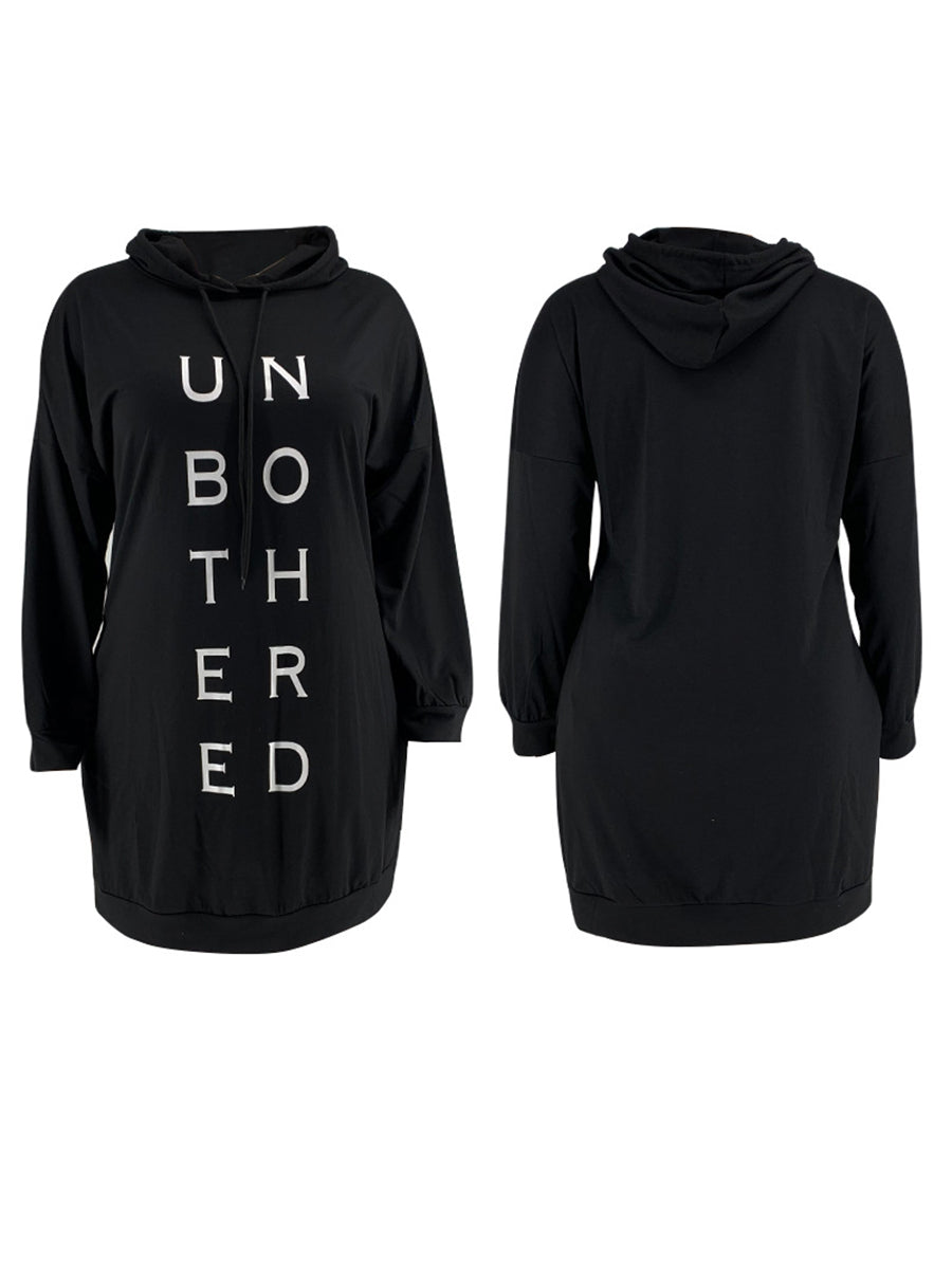 Vestido estilo sudadera con capucha y estampado de letras de talla grande 
