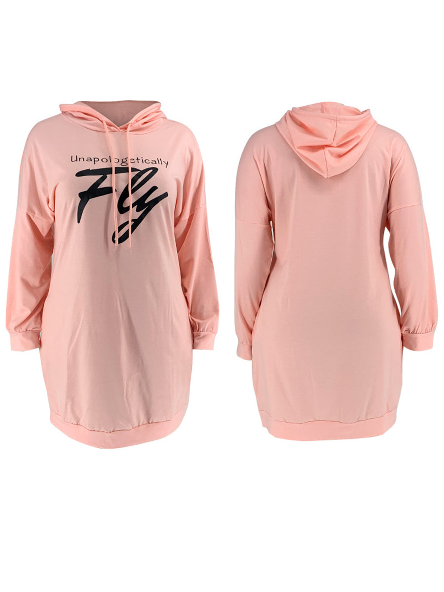Vestido estilo sudadera con capucha y estampado de letras de talla grande 
