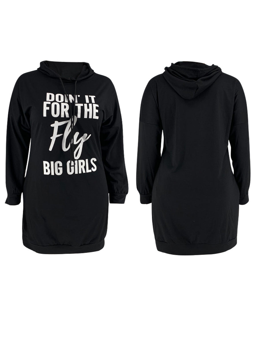 Vestido estilo sudadera con capucha y estampado de letras de talla grande 