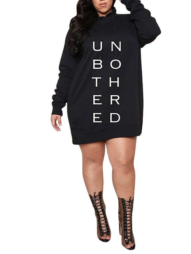 Vestido estilo sudadera con capucha y estampado de letras de talla grande 