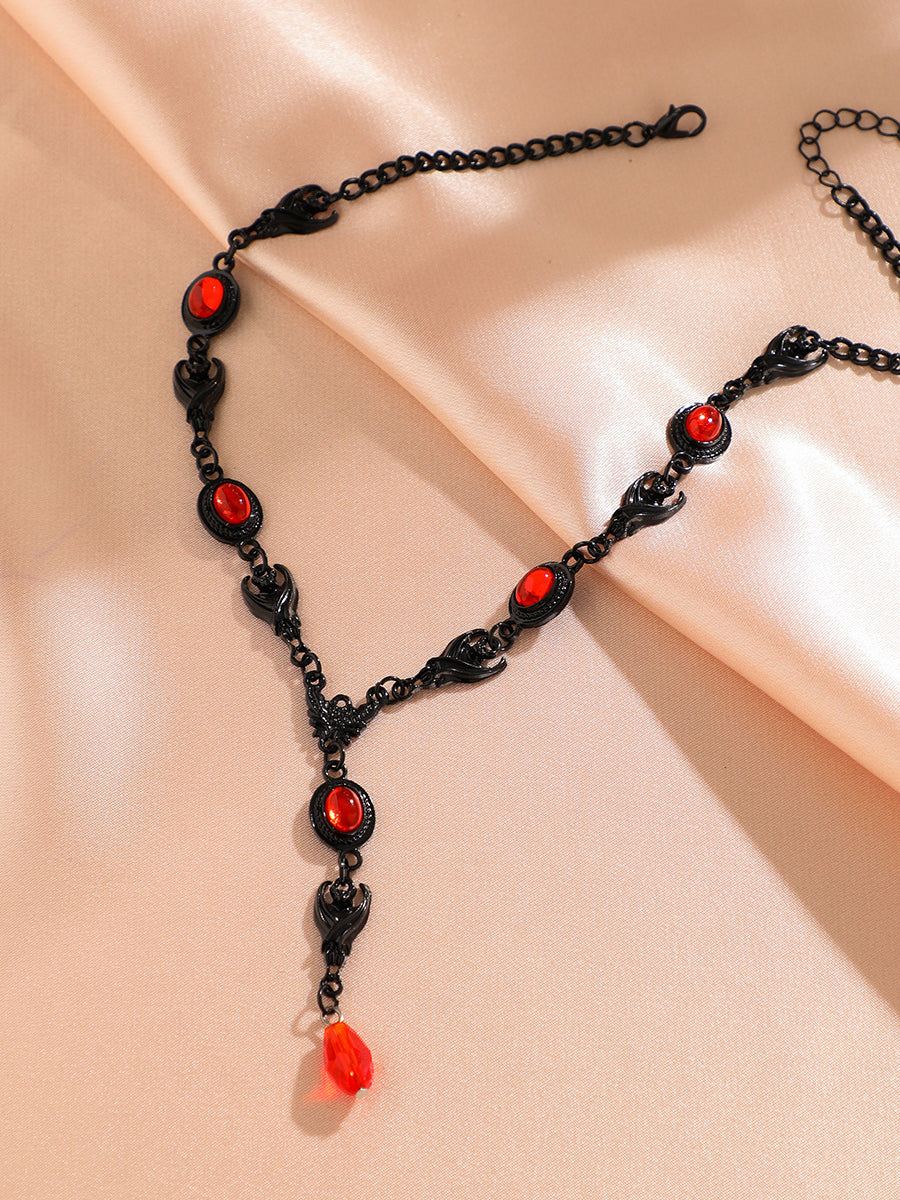 Halloween Gothic Devil Gemstone Necklace