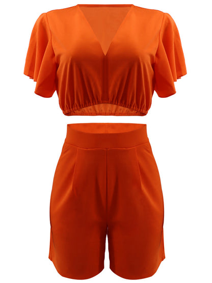 Conjuntos de pantalones cortos con top corto de dos piezas