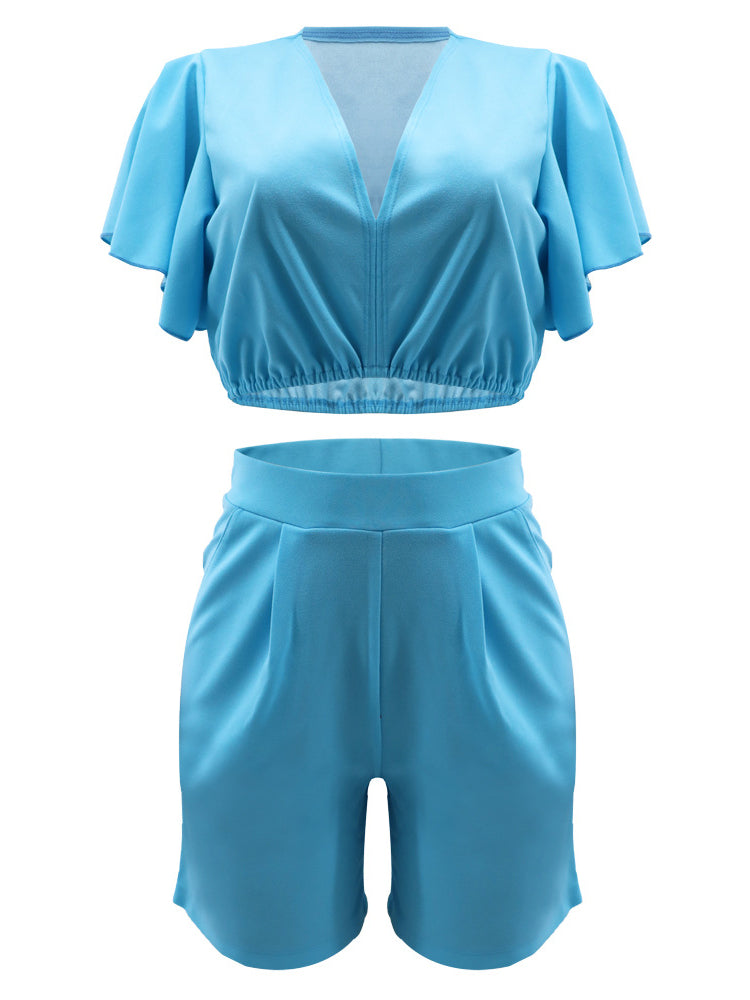 Conjuntos de pantalones cortos con top corto de dos piezas