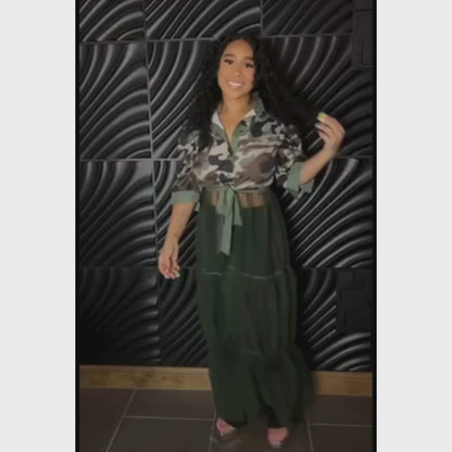 Mesh Patchwork Shirt Dress