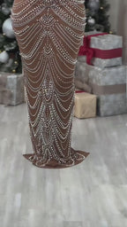 Strappy Rhinestone Mesh Maxi Dress
