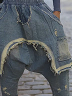 Distressed  Denim Harem Pants