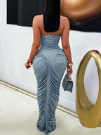 Strapless Ruched Maxi Dress