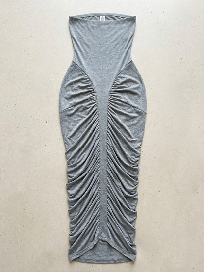 Strapless Ruched Maxi Dress
