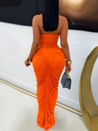 Strapless Ruched Maxi Dress