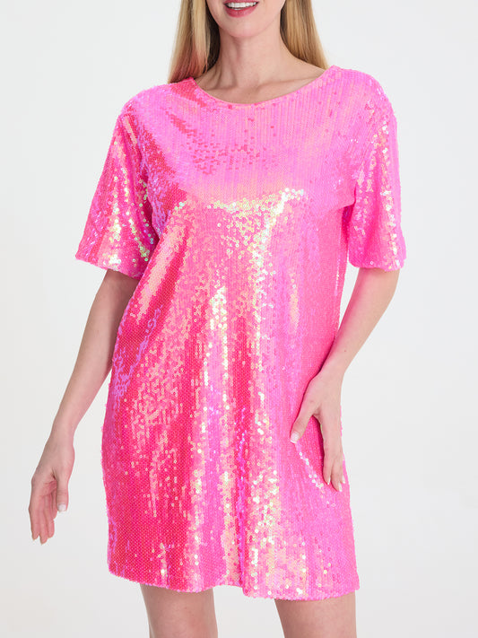 Sparkly Sequin T-Shirt Mini Dress