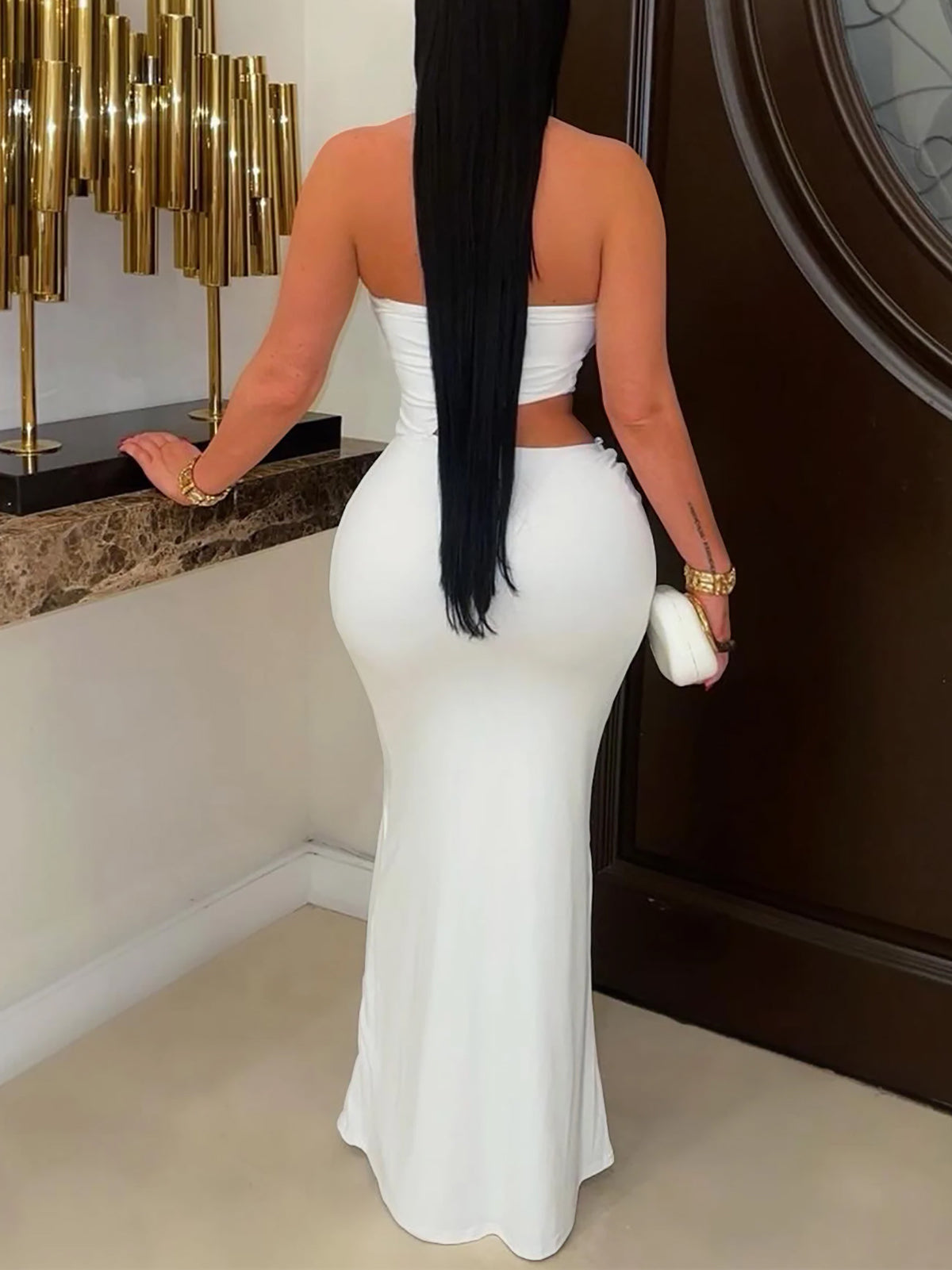 Strapless Cutout Backless Maxi Dress