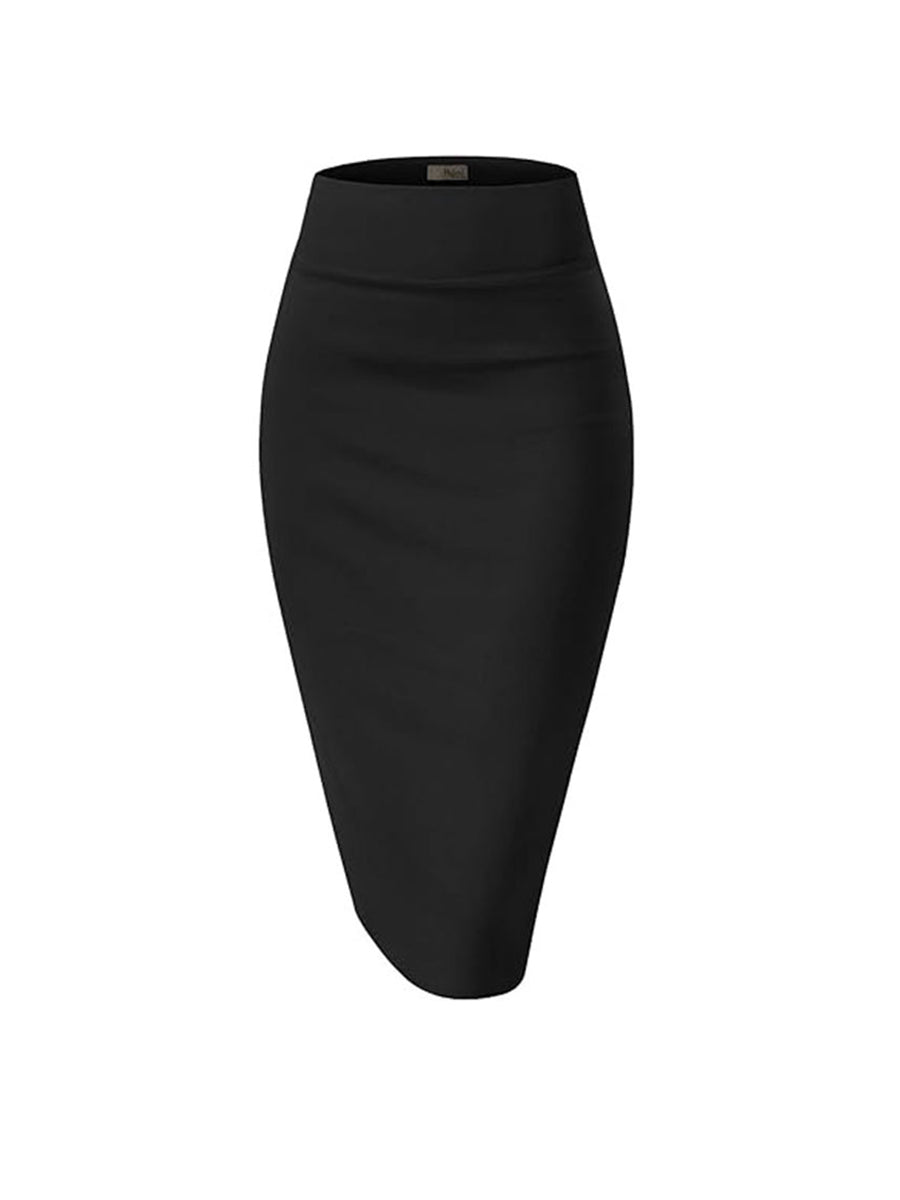 High Waist Slit Midi Pencil Skirt