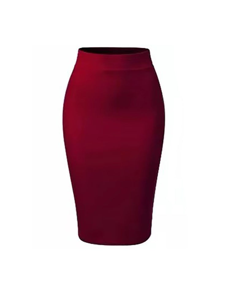 High Waist Slit Midi Pencil Skirt