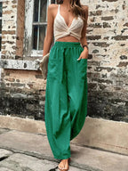 High Waisted Straight Leg Pants with Pockets