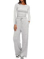 Crew Neck Sweatshirt Pants Set