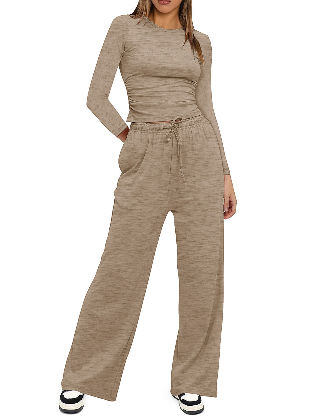 Crew Neck Sweatshirt Pants Set
