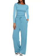 Crew Neck Sweatshirt Pants Set