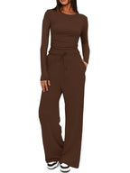 Crew Neck Sweatshirt Pants Set