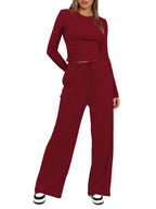 Crew Neck Sweatshirt Pants Set