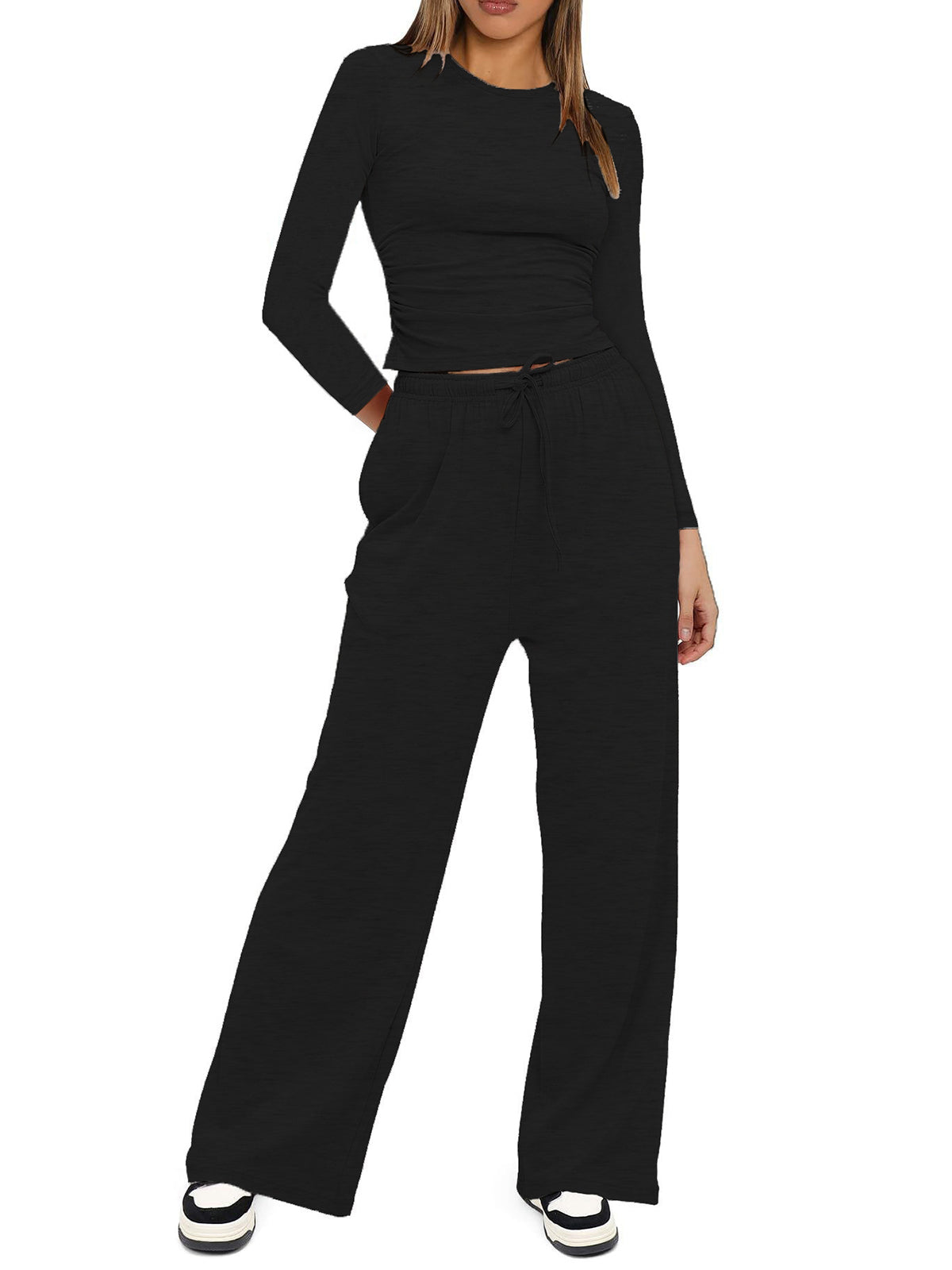 Crew Neck Sweatshirt Pants Set