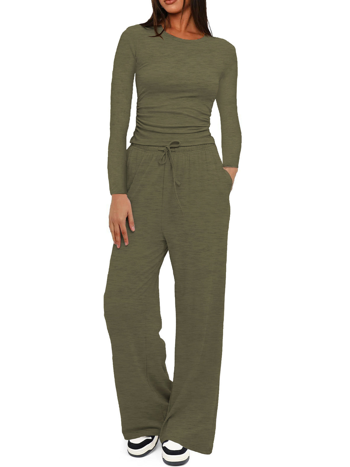 Crew Neck Sweatshirt Pants Set