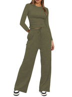Crew Neck Sweatshirt Pants Set
