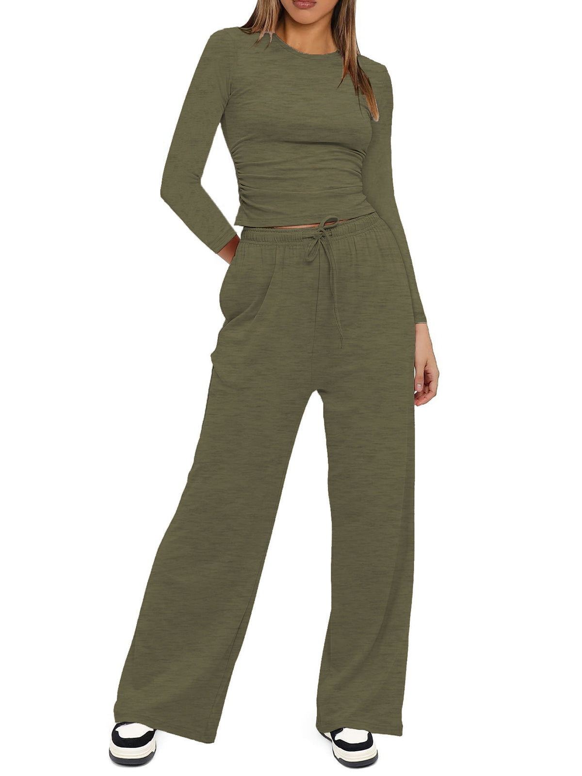 Crew Neck Sweatshirt Pants Set