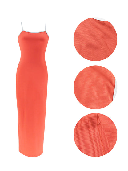 Spaghetti Strap Color Block Maxi Dress