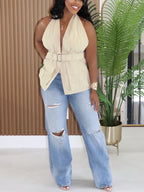 Halter Backless Utility Vest Top