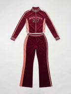 Embroidered Velvet Jacket Flare Pants Set