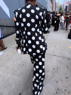 Conjuntos de pantalones de dos piezas con estampado de lunares y cinturón 