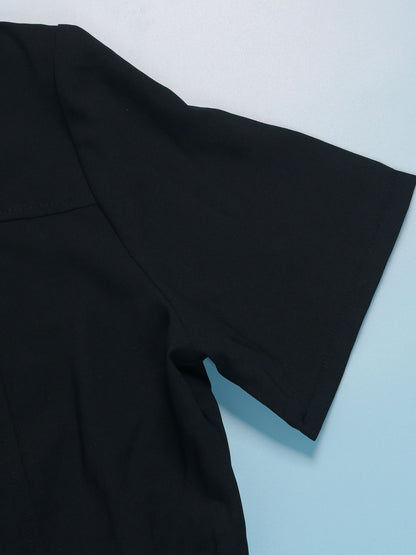 Monos de pierna ancha con bolsillo con cremallera y manga corta 