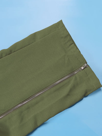 Monos de pierna ancha con bolsillo con cremallera y manga corta 