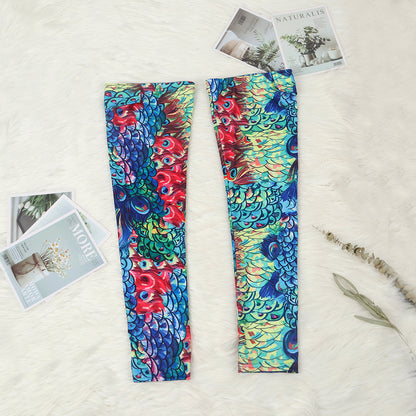 Conjuntos de chaqueta estampada de dos piezas y medias altas sin pies