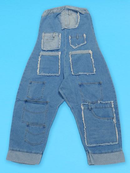 Multiple Pockets Denim Utility Jumpsuit